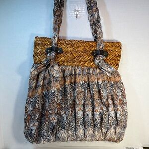 Cappelli straw and fabric‎ shoulder bag.